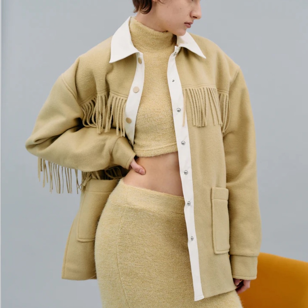 Source Unknown Wool Fringe Shacket